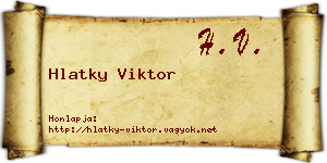 Hlatky Viktor névjegykártya